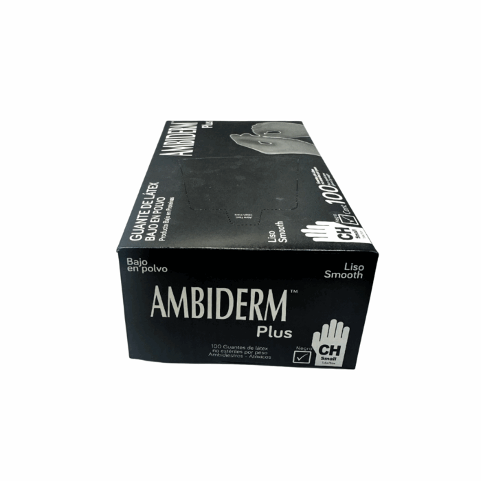 Guante de latex negro Ambiderm chico BacMedical 3