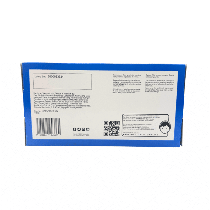 Guante de nitrilo azul Ambiderm extra chico BacMedical 4