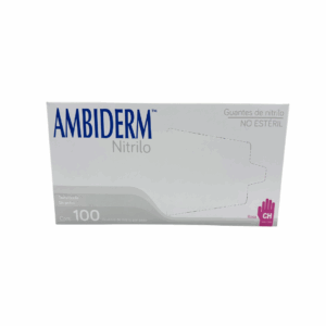 Guante de nitrilo rosa Ambiderm talla chica caja con 100 piezas