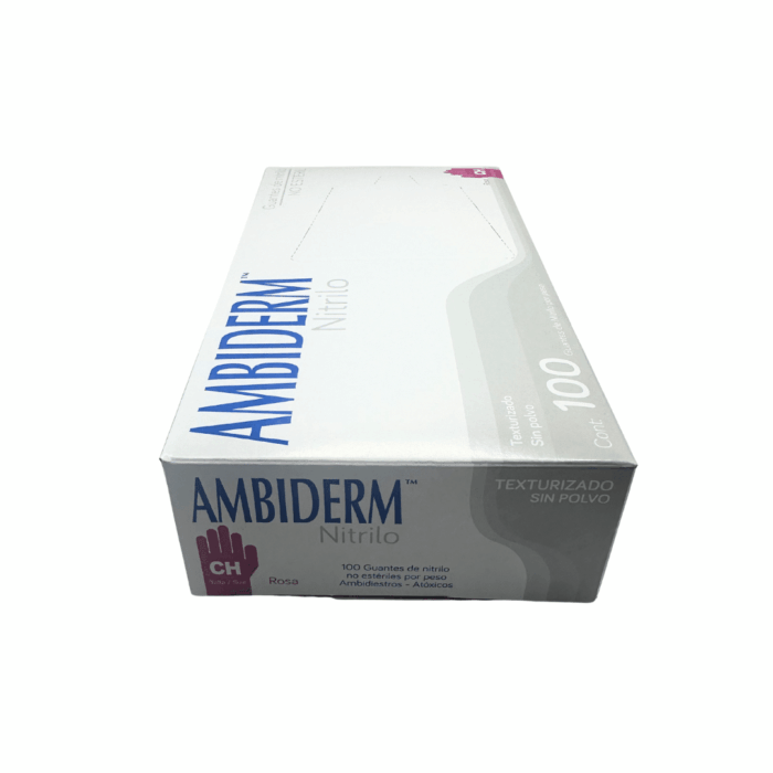 Guante de nitrilo rosa Ambiderm chico BacMedical 3