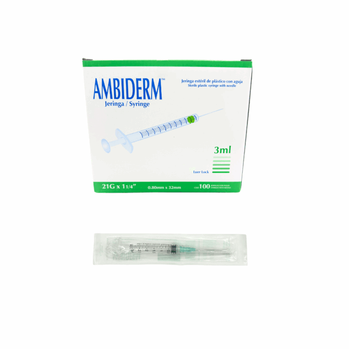 Jeringa de 3 ml verde 21G x 32 mm Ambiderm BacMedical 1