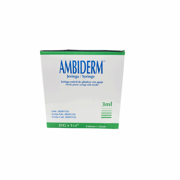 Jeringa de 3 ml verde 21G x 32 mm Ambiderm BacMedical 2