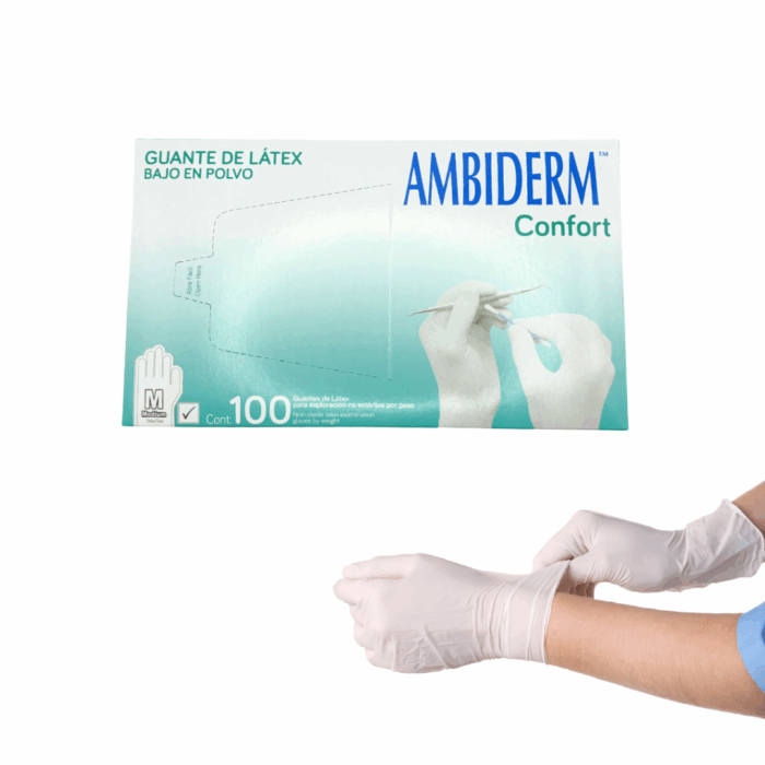 Guante de latex Ambiderm Confort talla mediana BacMedical 1