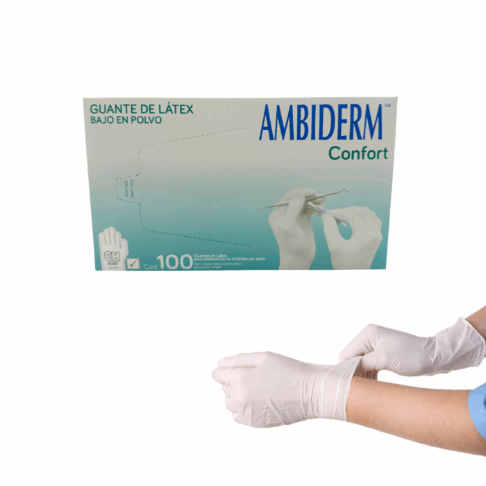 Guante de latex Ambiderm confort talla chica BacMedcial 1