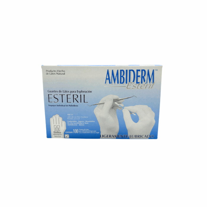 Guante de latex esteril Ambiderm mediano BacMedical 1