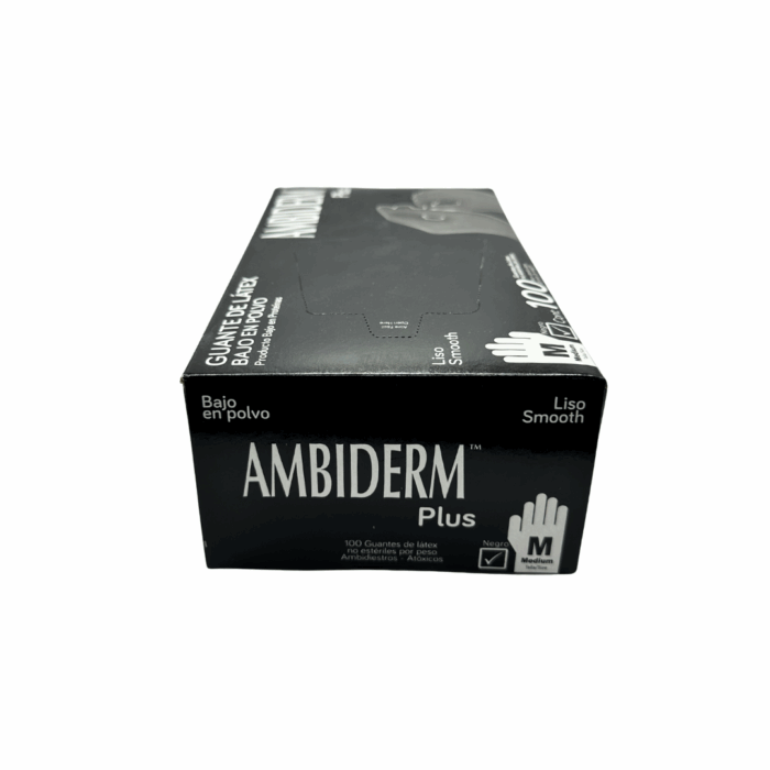 Guante de latex negro Ambiderm mediano BacMedical 3