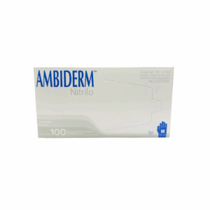 Guante de nitrilo azul Ambiderm talla mediana caja con 100 piezas