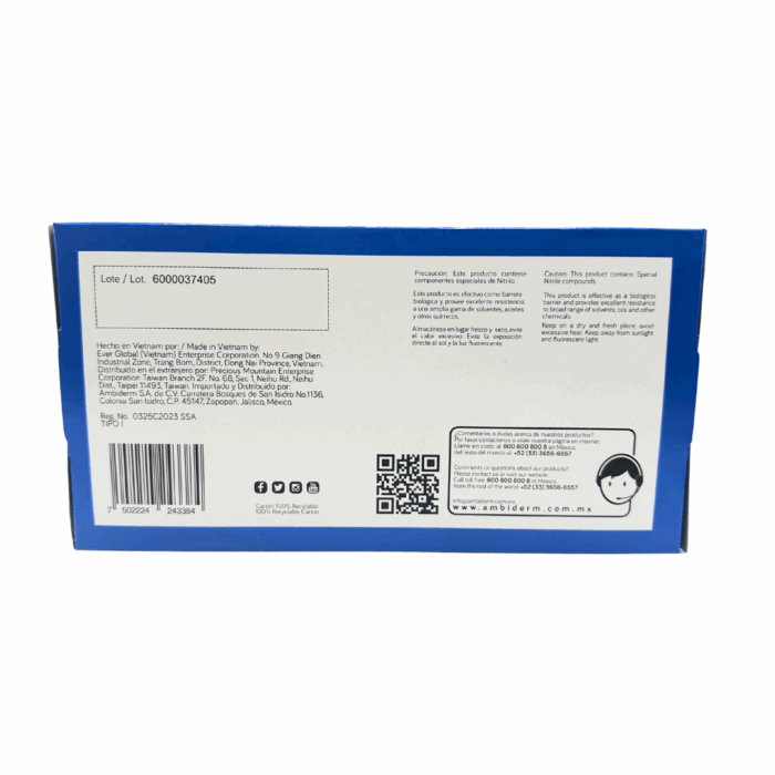 Guante de nitrilo azul Ambiderm mediano BacMedical 4