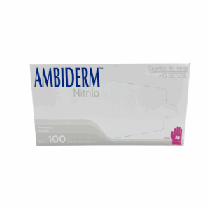 Guante de nitrilo rosa Ambiderm talla mediana caja con 100 piezas