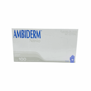 Guante de nitrilo violeta Ambiderm talla mediana caja con 100 piezas