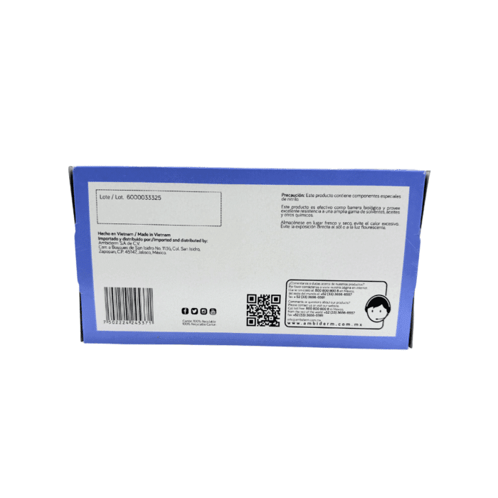 Guante de nitrilo violeta Ambiderm mediano BacMedical 4