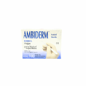 Hoja de bisturí Ambiderm de acero al carbón número 15 con 100 piezas