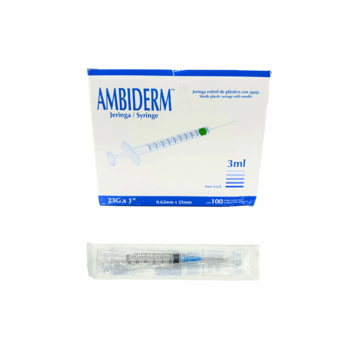 Jeringa de 3 ml azul 23G x 25 mm Ambiderm BacMedical 1