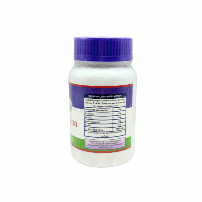 L-Fenilalanina 500 mg Órgano Ortomolecular BacMedical 2