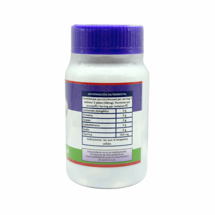 Taurina 500 mg Órgano Ortomolecular BacMedical 2