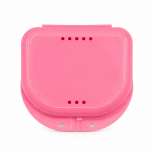 Caja para ortodoncia rosa de plástico con 10 piezas
