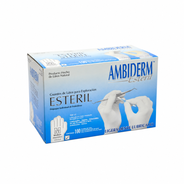 Guante de latex esteril Ambiderm mediano BacMedical 2