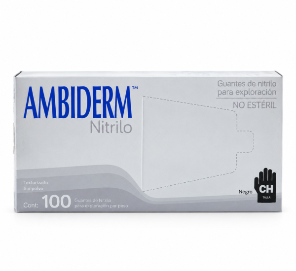 Guante de nitrilo negro Ambiderm BacMedical 12