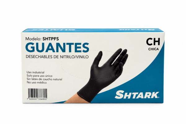Guantes de nitrilo:vinilo negro Shtark chico BacMedical 1