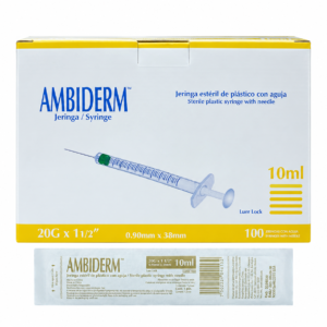 Jeringa amarilla de 10 ml Ambiderm con 100 piezas