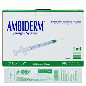 Jeringa verde de 5 ml Ambiderm con 100 piezas